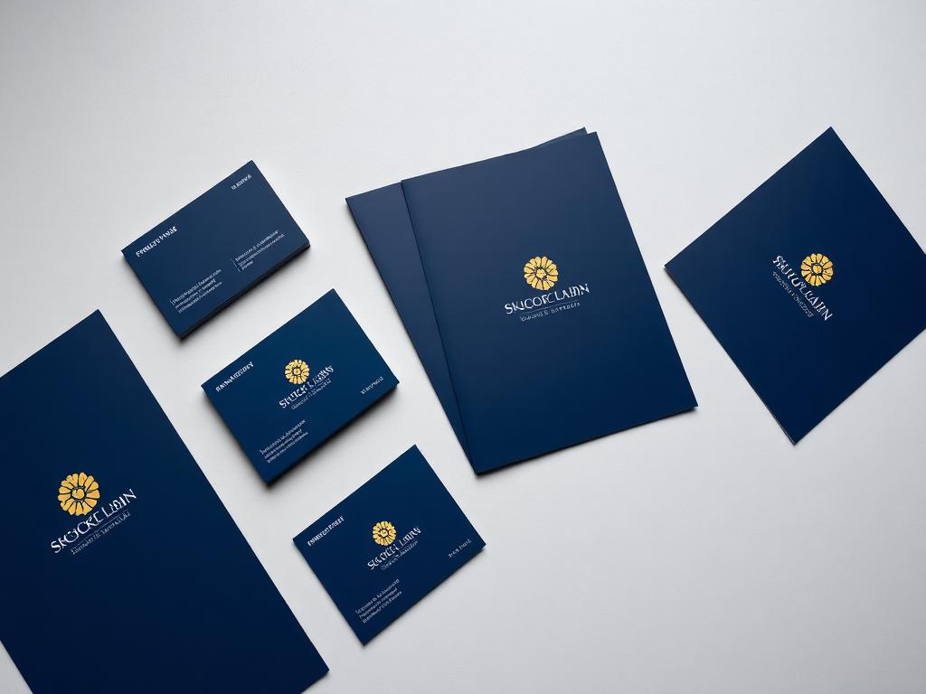 Navy and gold business card and stationery set