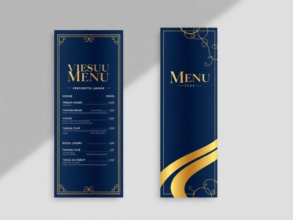 Elegant navy and gold restaurant menu design
